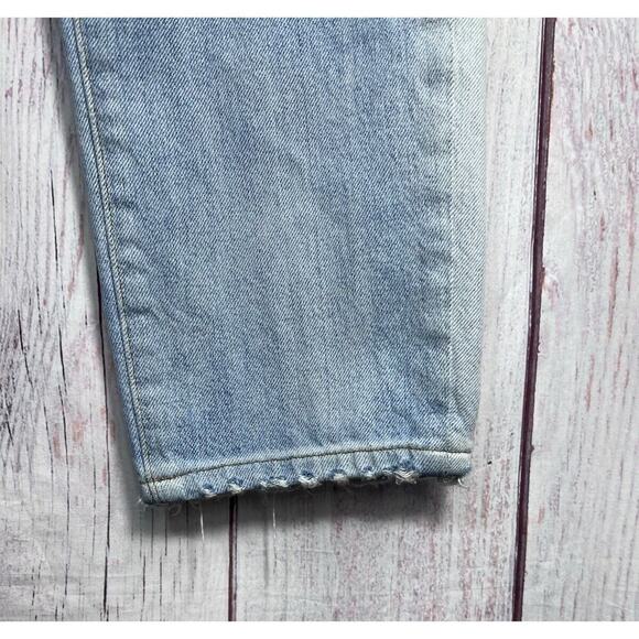 FRAME Women's Mid Rise Straight Leg Jeans Blue Le Garcon 2 Tone Patchwork Sz 36 - Picture 6 of 10